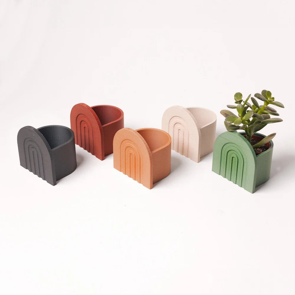 PICCOLO PORTAVASO STAMPATO IN 3D IN LEGNO RICICLATO E MATERIALE A BASE DI AMIDO DI MAIS, Ø 6 CM