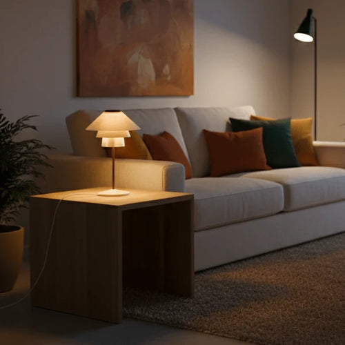 LAMPADA DA TAVOLO IN PLA E RAME CON PARALUME STAMPATO IN 3D, H 50 CM