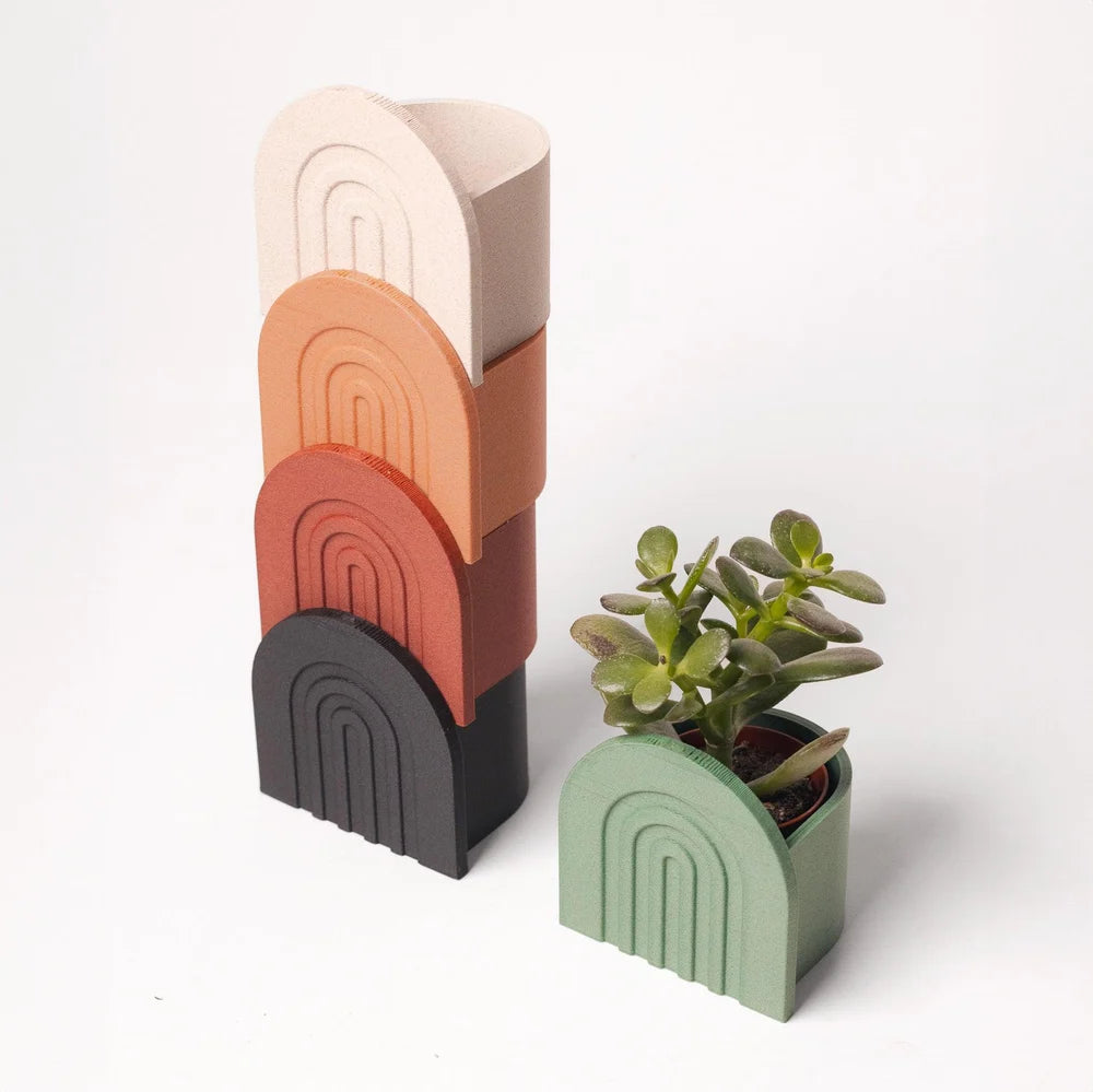PICCOLO PORTAVASO STAMPATO IN 3D IN LEGNO RICICLATO E MATERIALE A BASE DI AMIDO DI MAIS, Ø 6 CM