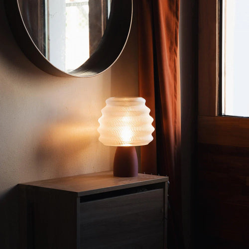 LAMPADA DA TAVOLO IN BIOPLASTICA CON BASE EFFETTO OPACO