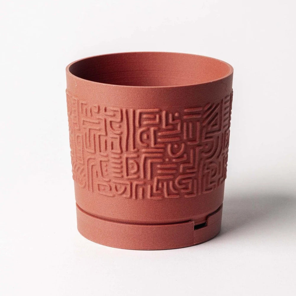 PORTAVASO STAMPATO IN 3D IN LEGNO RICICLATO CON MOTIVO DECORATIVO