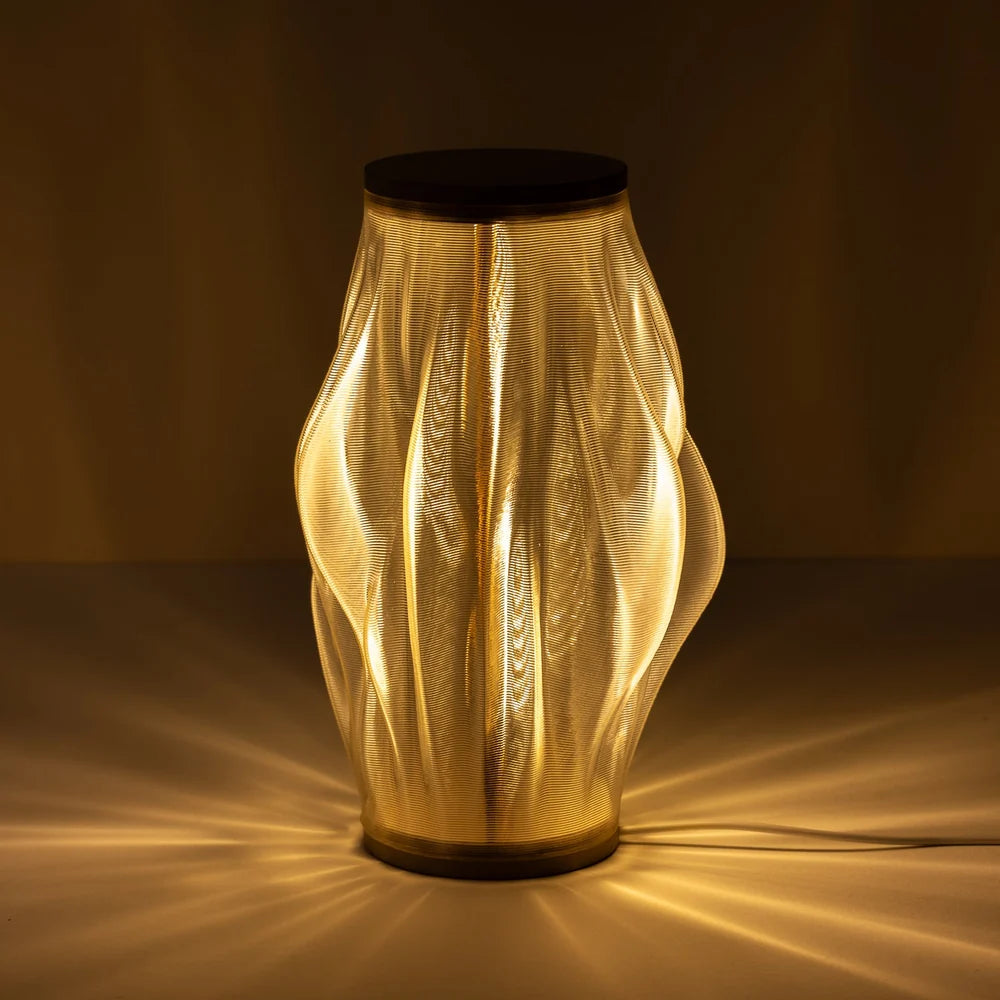 LAMPADA DA TAVOLO LED 3D IN PLA E LEGNO, H 27 CM