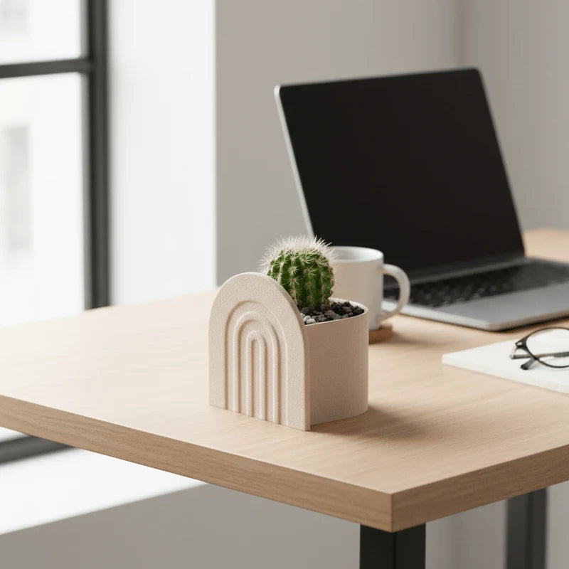 PICCOLO PORTAVASO STAMPATO IN 3D IN LEGNO RICICLATO E MATERIALE A BASE DI AMIDO DI MAIS, Ø 6 CM