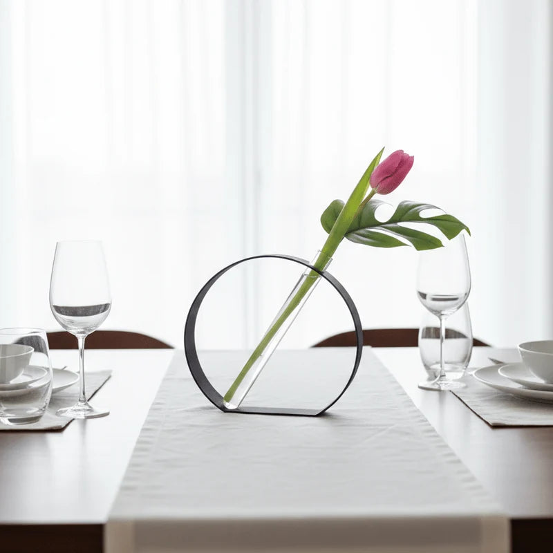 VASO SOLIFLORE CIRCOLARE CON TUBO IN VETRO